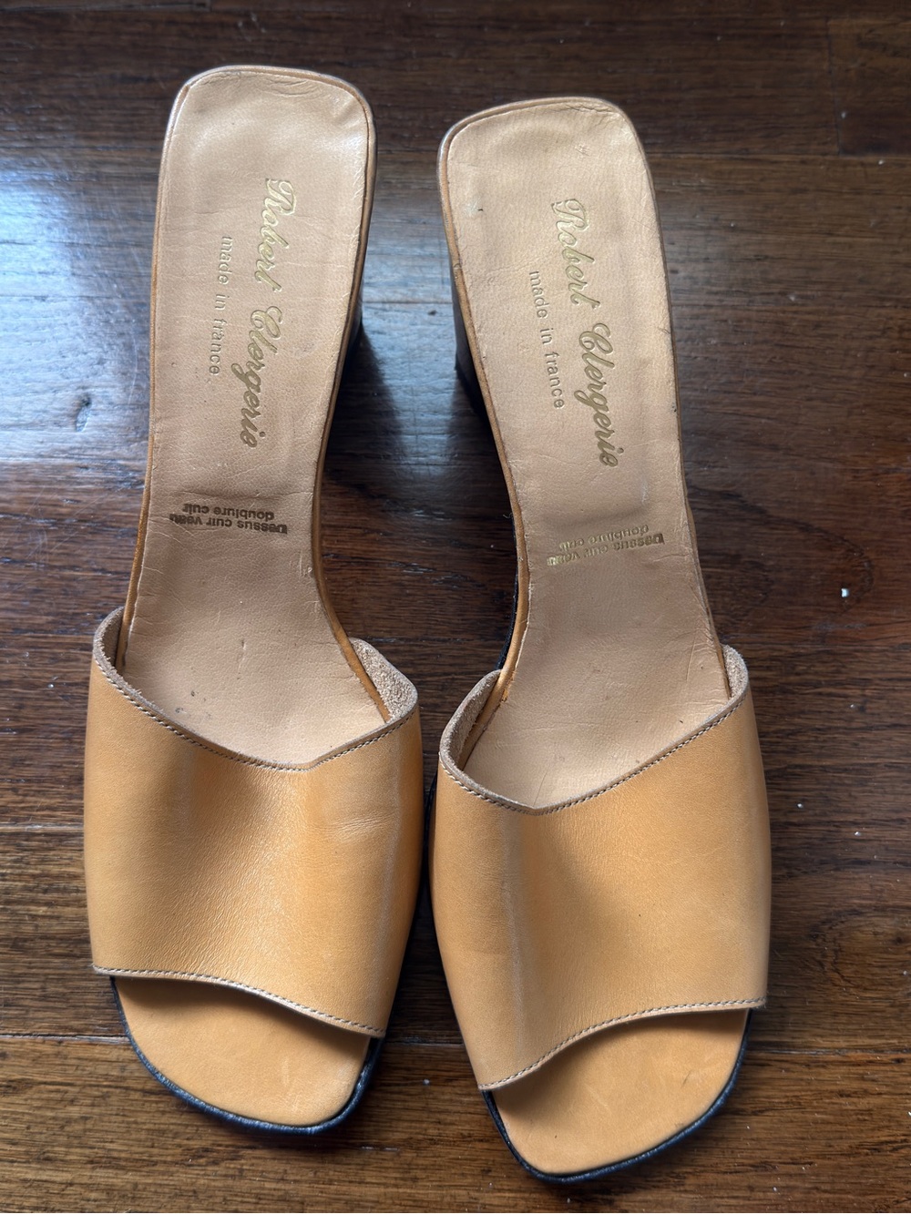 Robert Clergerie Tan Leather Open-Front Mules